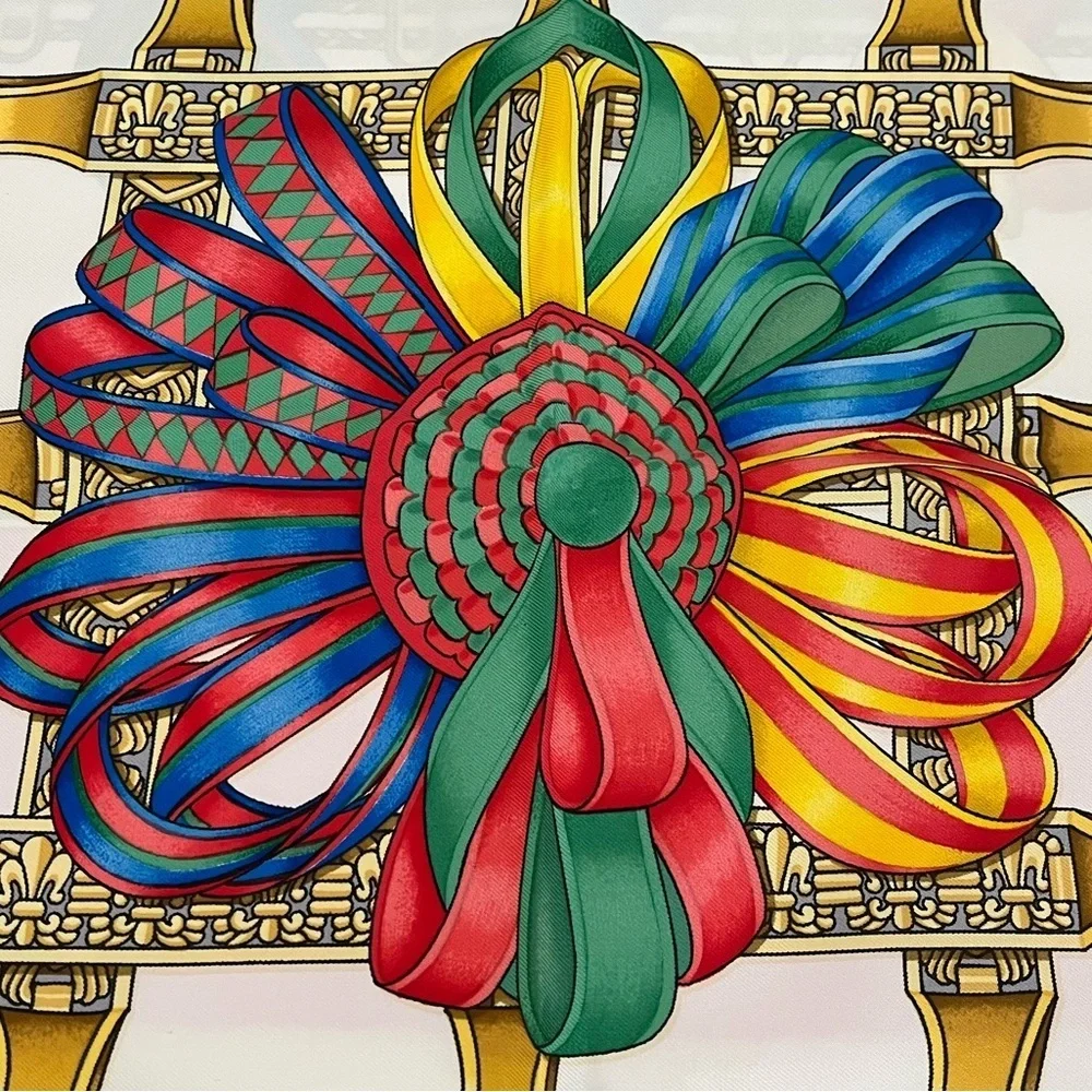 HERMES Les Rubans Du Cheval 100% Silk Scarf Joachim Metz 1988-93